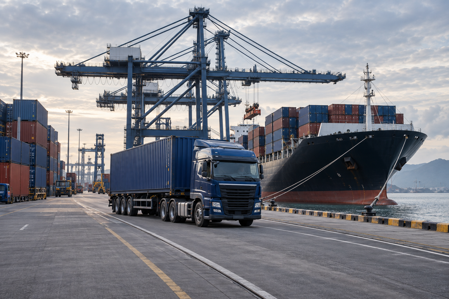 Aktivitas pelabuhan dan jaringan logistik
